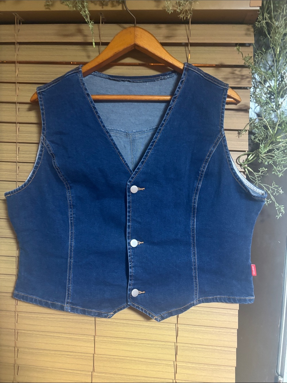 Casual Blue Denim Vest with Button Front
